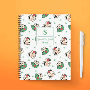 Carnet Monogramme à motif de vache adorable mignonne kawa