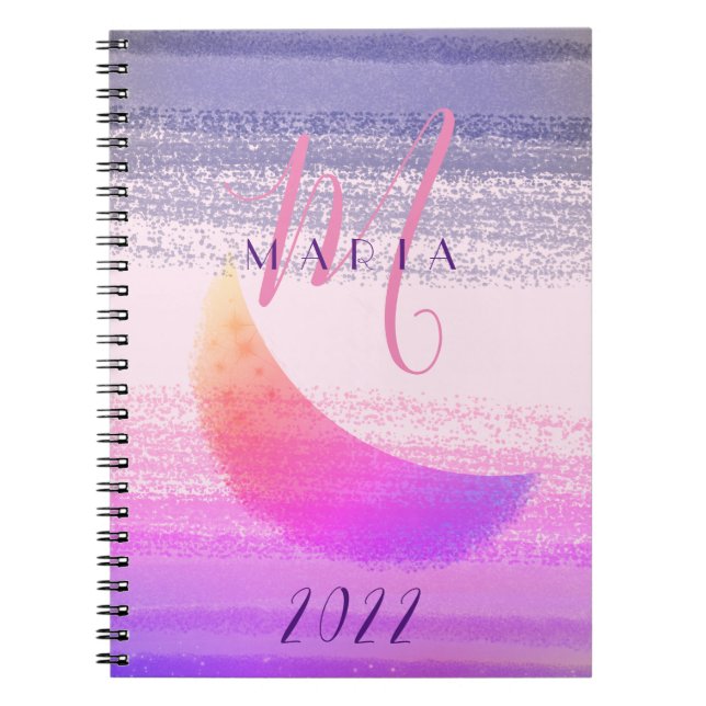 Carnet Monogramme Abstrait Ombre Moon Glamourous Stylish (Devant)