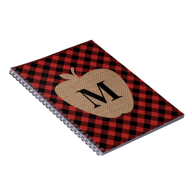 Carnet Monogramme Apple de plaid et de toile de jute de (Côté Droit)