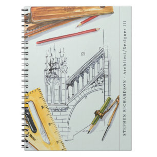 Carnet Monogramme aquarelle d'ingénieur architecte