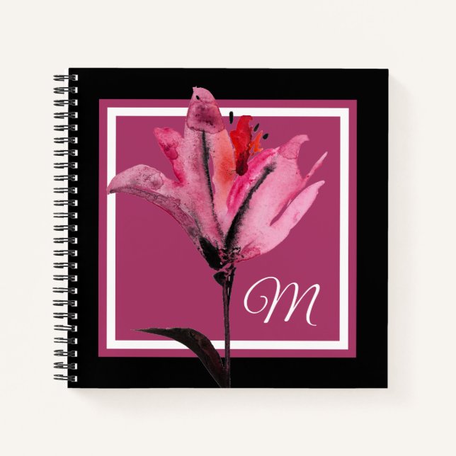 Carnet Monogramme | Aquarelle florale II (Devant)