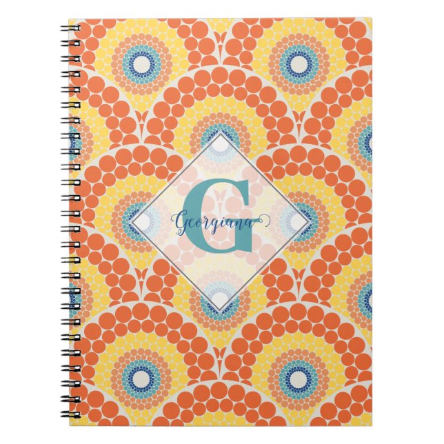 Carnet Monogramme Art Déco Egée Été Radiant Mandala (Devant)