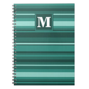 Carnet Monogramme bandes turquoises