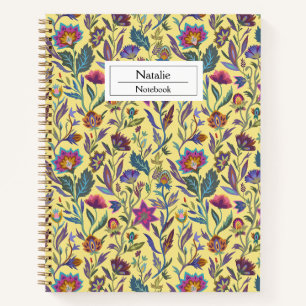 Carnet Monogramme Belle fleur féminine motif Jaune