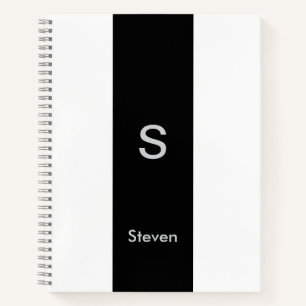 Carnet Monogramme bicolore moderne noir et blanc