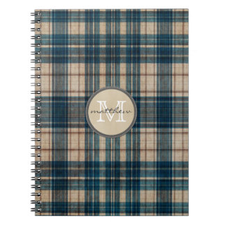 Carnet Monogramme bleu d'arrière - plan de flanelle