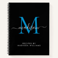 Monogramme bleu de l'océan noir Nom du script Rece