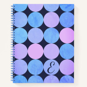 Carnet Monogramme bleu pourpre et rose des cercles