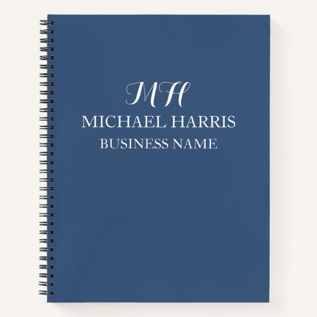 Carnet Monogramme bleu professionnel (Devant)