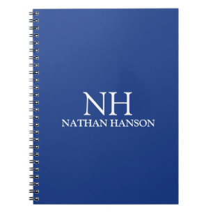 Carnet Monogramme bleu simple moderne