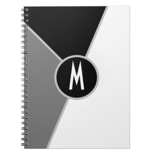 Carnet Monogramme Bloc de couleur monochromatique noir et