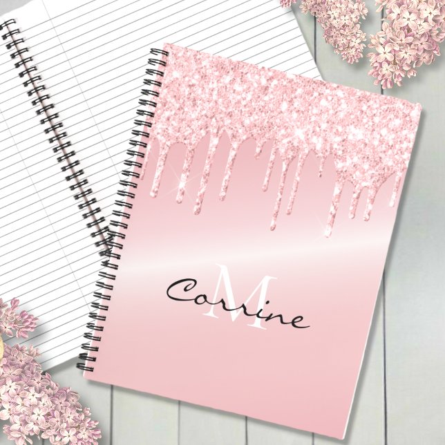 Carnet Monogramme Blush rose Parties scintillant de sécha (Créateur téléchargé)