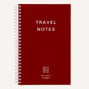 Carnet Monogramme Bourgogne moderne Voyage