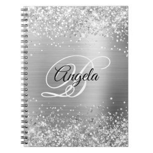 Carnet Monogramme brillant argent métal fantaisie