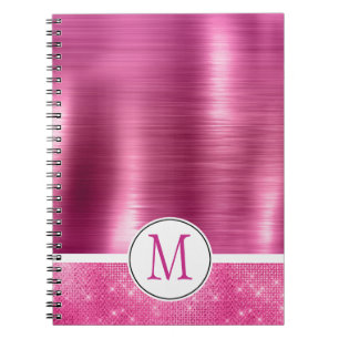 Carnet Monogramme brillant rose étincelant