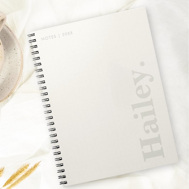 Carnet Monogramme Classic Élégant Minimal Ivory Blanc Nom (Créateur téléchargé)