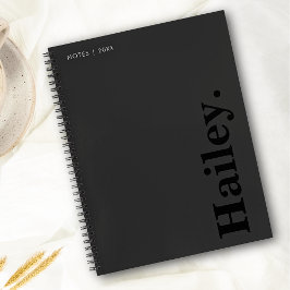 Carnet Monogramme Classic Élégant Minimal Nom noir