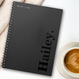 Carnet Monogramme Classic Élégant Minimal Nom noir