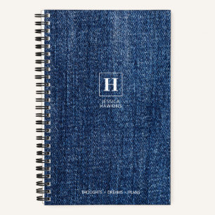 Carnet Monogramme Classique Denim Bleu Foncé Usé