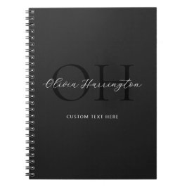 Carnet Monogramme classique moderne noir et blanc