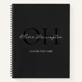 Carnet Monogramme classique moderne noir et blanc