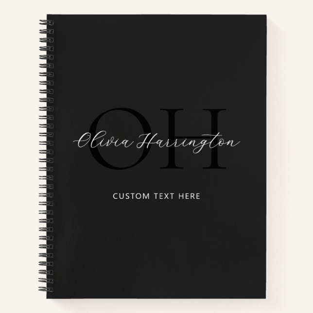 Carnet Monogramme classique moderne noir et blanc (Devant)