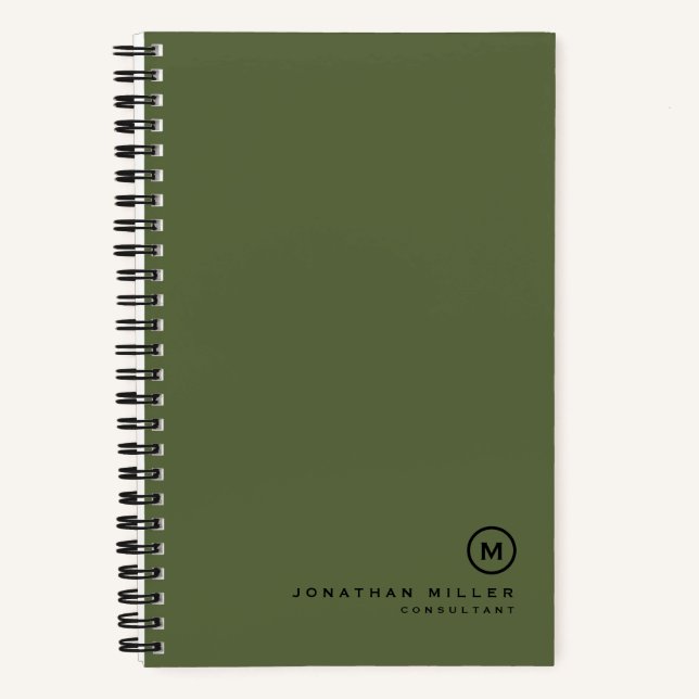 Carnet Monogramme classique noir olive minimal (Recto)