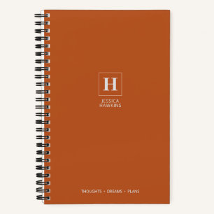Carnet Monogramme Classique Orange Citrouille Sombre