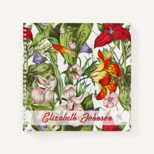 Carnet Monogramme coloré Vintage Aquarelle Fleurs