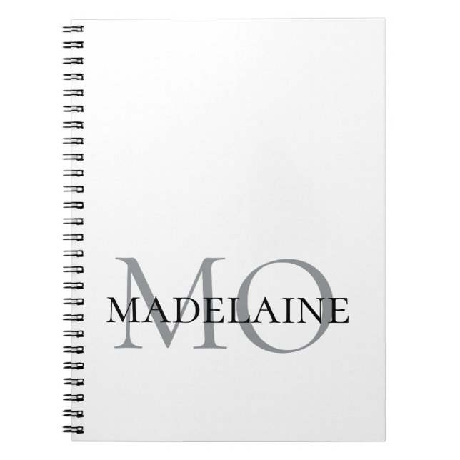 Carnet  Monogramme  couleur argent blanc Personnel  (Devant)