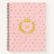 Monogramme, couronne, laurier et étoiles d'or sur 