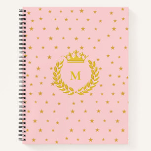 Carnet Monogramme, couronne, laurier et étoiles d'or sur