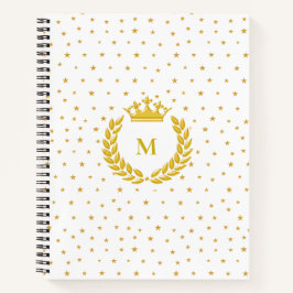 Carnet Monogramme, couronne, laurier et étoiles dorées su