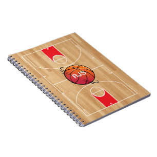 Carnet Monogramme de basket-ball sur terrain de basket-ba