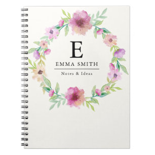 Carnet monogramme de bouquet de fleurs Ordinateur portabl