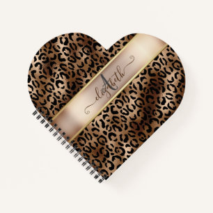 Carnet Monogramme de bronze noir Motif léopard
