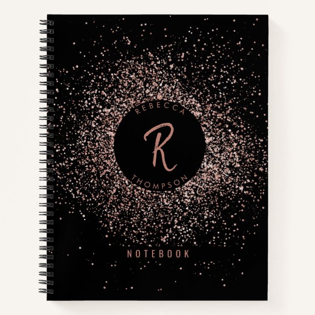 Carnet Monogramme de cadre de Parties scintillant rose ro (Devant)