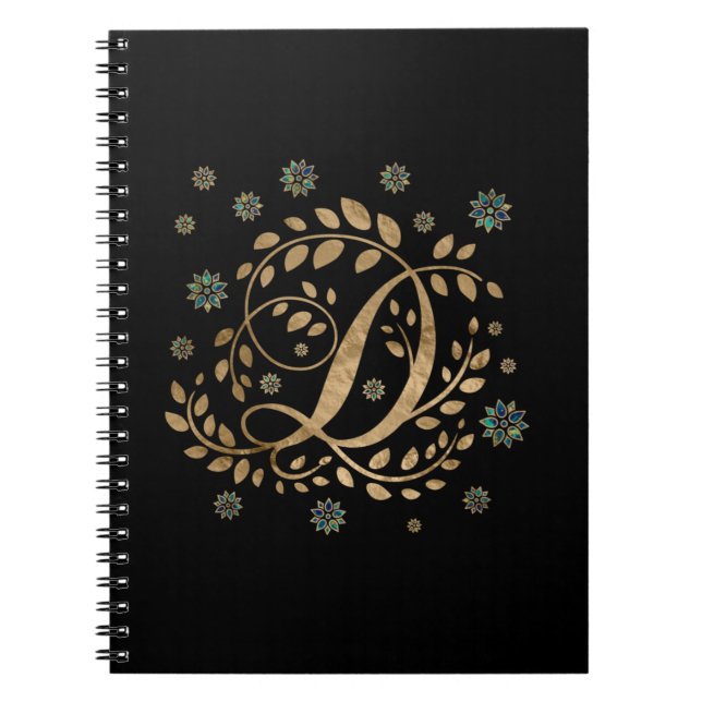 Carnet Monogramme de calligraphie dorée de luxe avec lett (Devant)