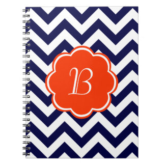 Carnet Monogramme de Chevron de bleu marine