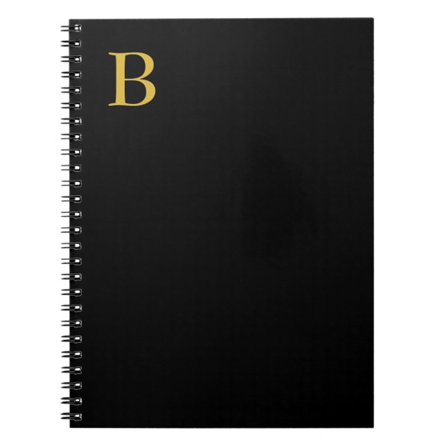 Carnet Monogramme de couleur or moderne avec nom initial (Devant)