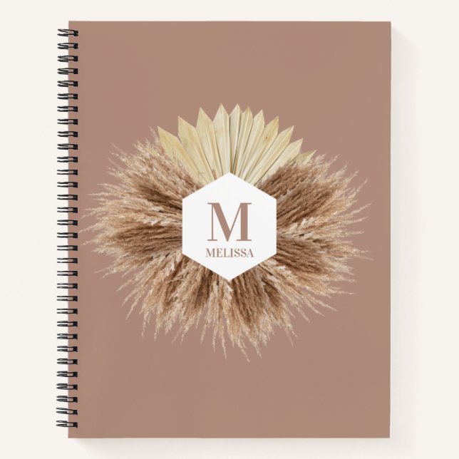 Carnet Monogramme de couleurs neutres rustiques chaudes (Devant)