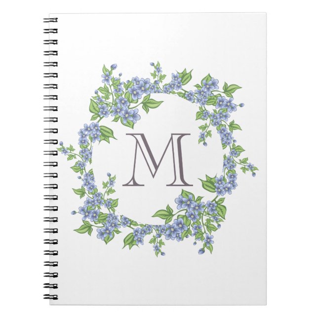 Carnet Monogramme de couronne florale (Devant)