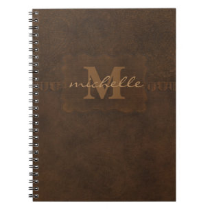 Carnet Monogramme de cuir de relief de Paisley