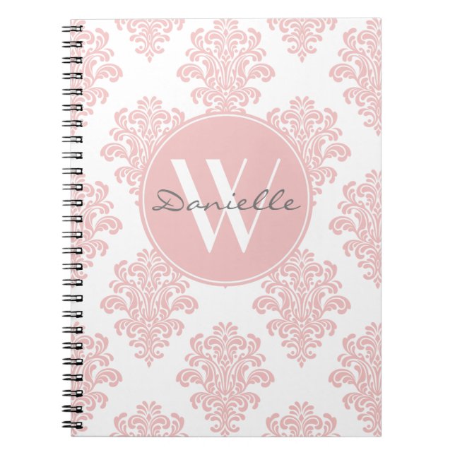 Carnet Monogramme de Damas rose Fille (Devant)