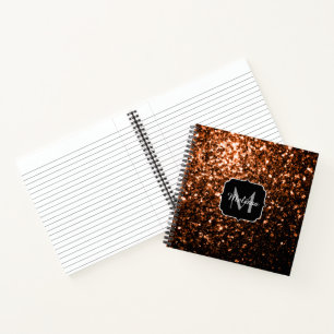 Carnet Monogramme de faux éclats de cuivre brun bronze sc