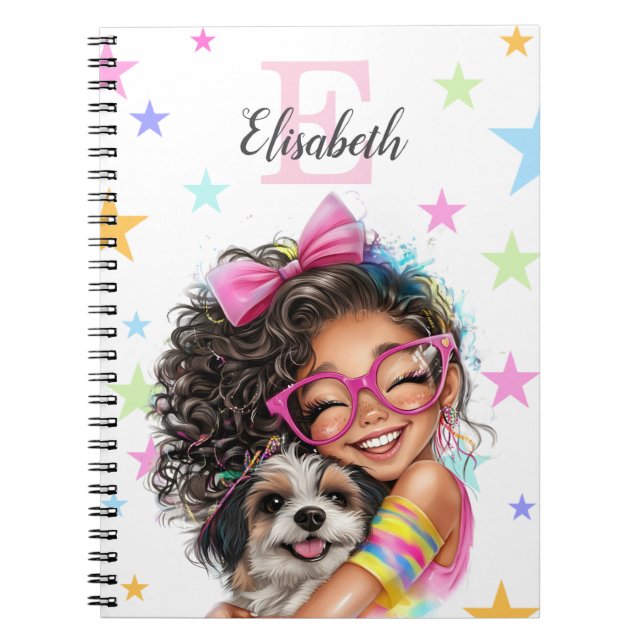 Carnet Monogramme de fille toute initiale et nom (Devant)