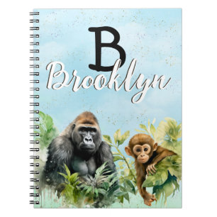 Carnet Monogramme de la jungle de chimpanzé de gorille pe
