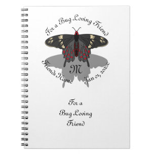 Carnet Monogramme de l'ombre du papillon Rose Crimson