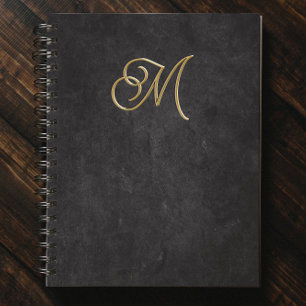 Carnet Monogramme de luxe minimaliste noir & or Vintage