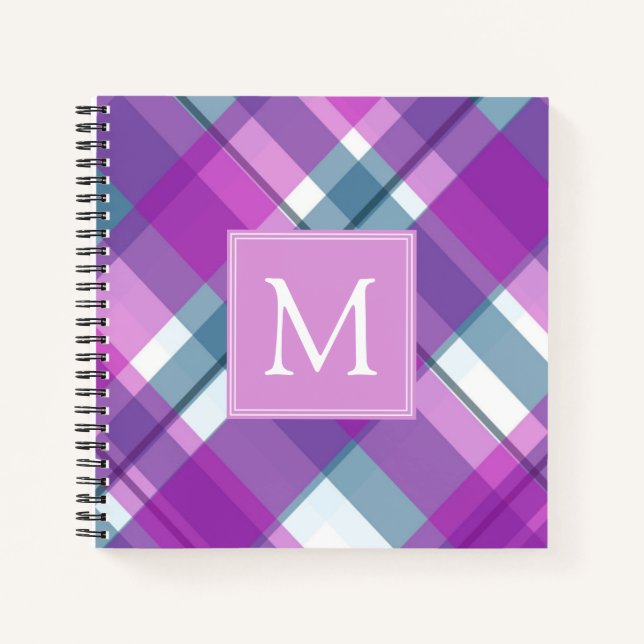 Carnet Monogramme de Motif à plis violet (Devant)